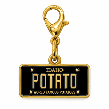 Charm-Black Plate- Gold