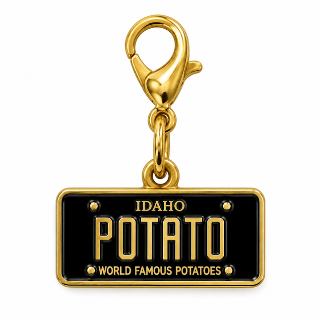Charm-Black Plate- Gold