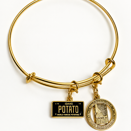 Charm-Black Plate- Gold